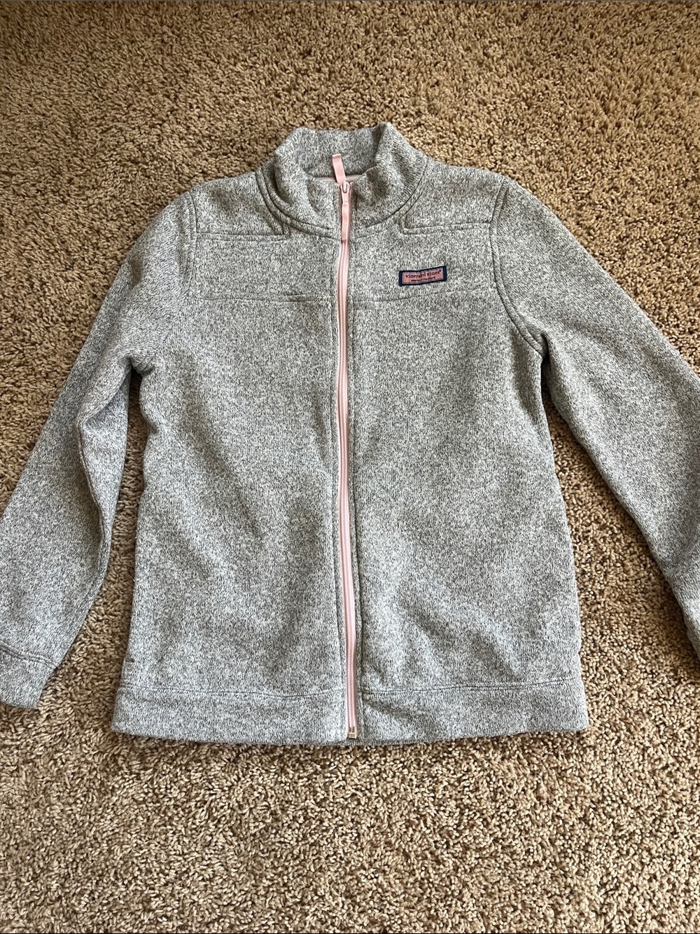 Vineyard Vines Gray Zip-Up Jacket with Pink Zip